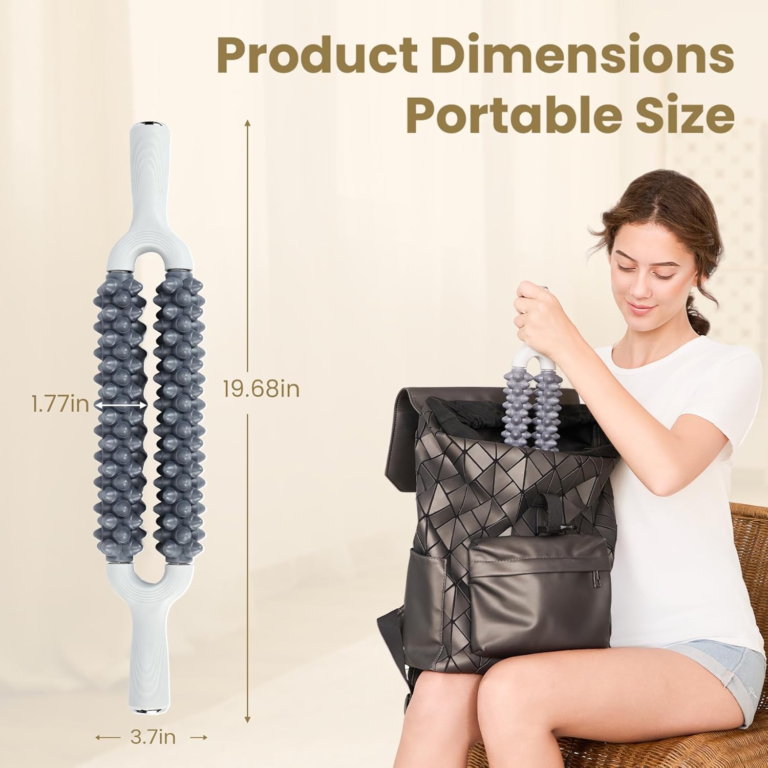 Double-Row Deep Tissue Massage Roller - product view 3